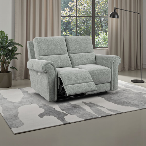 Hopsack Platinum Fabric Sofas - Modular 2 Seat Recliner - Colorado Range - Oak Furnitureland