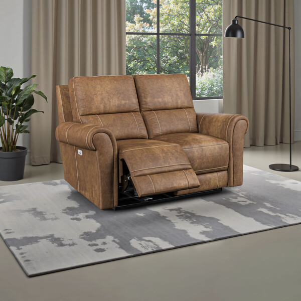 Ranch Brown Fabric Sofas - Modular 2 Seat Recliner - Colorado Range - Oak Furnitureland