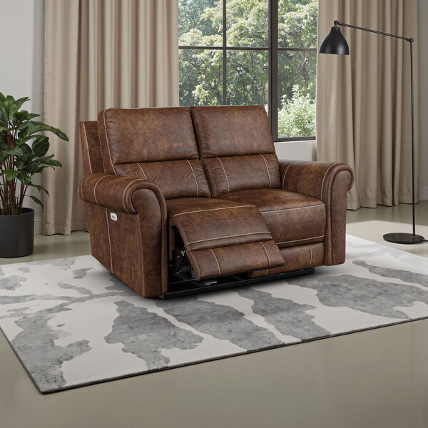 Ranch Dark Brown Fabric Sofas - Modular 2 Seat Recliner - Colorado Range - Oak Furnitureland