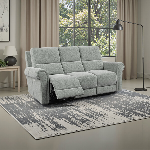 Hopsack Platinum Fabric Sofas - Modular 3 Seat Recliner - Colorado Range - Oak Furnitureland