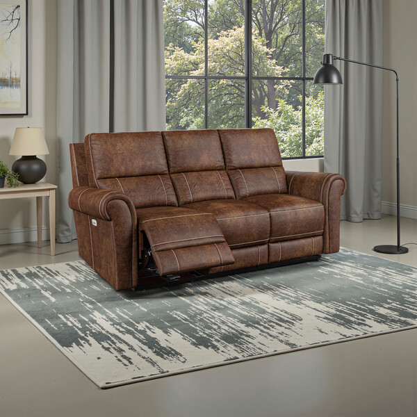Ranch Dark Brown Fabric Sofas - Modular 3 Seat Recliner - Colorado Range - Oak Furnitureland