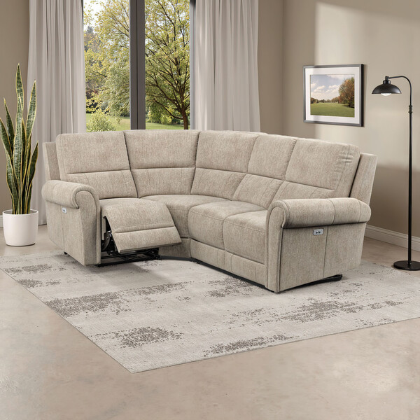 Jetta Beige Fabric Sofas - Modular 4 Seat Corner Recliner Right Hand - Colorado Range - Oak Furnitureland