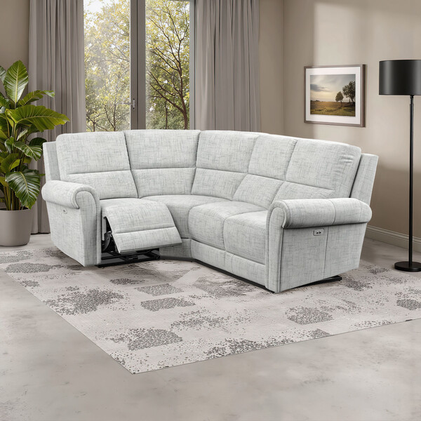 Keswick Dove Fabric Sofas - Modular 4 Seat Corner Recliner Right Hand - Colorado Range - Oak Furnitureland