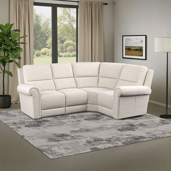 Hopsack Natural Fabric Sofas - Modular 4 Seat Corner Sofa Left Hand - Colorado Range - Oak Furnitureland
