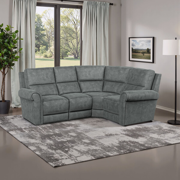 Miller Grey Fabric Sofas - Modular 4 Seat Corner Sofa Left Hand - Colorado Range - Oak Furnitureland