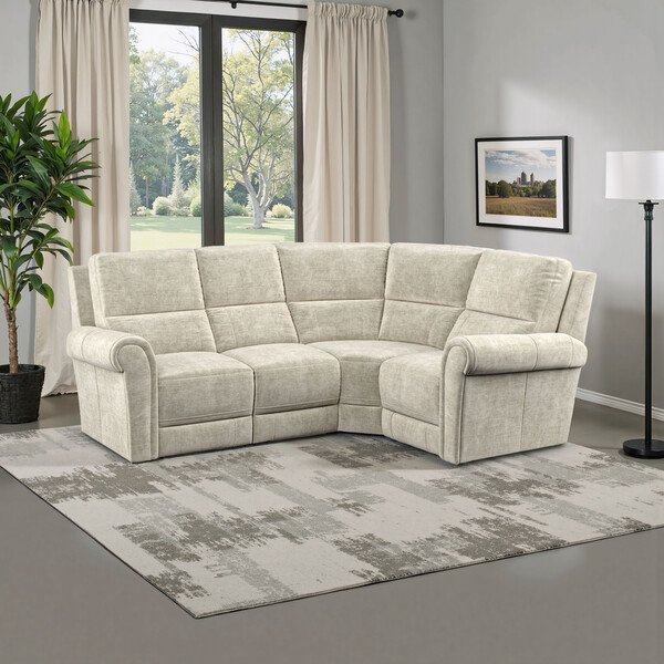Plush Beige Fabric Sofas - Modular 4 Seat Corner Sofa Left Hand - Colorado Range - Oak Furnitureland