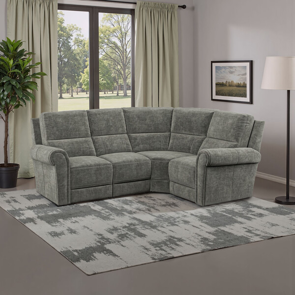 Plush Charcoal Fabric Sofas - Modular 4 Seat Corner Sofa Left Hand - Colorado Range - Oak Furnitureland