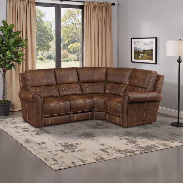 Ranch Dark Brown Fabric Sofas - Modular 4 Seat Corner Sofa Left Hand - Colorado Range - Oak Furnitureland