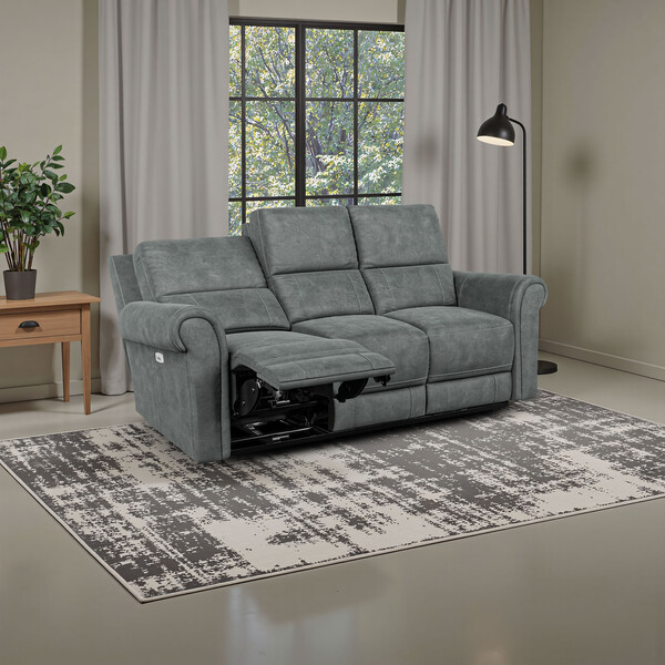 Miller Grey Fabric Sofas - 3 Seater Electric Recliner Sofa - Colorado Range - Oak Furnitureland