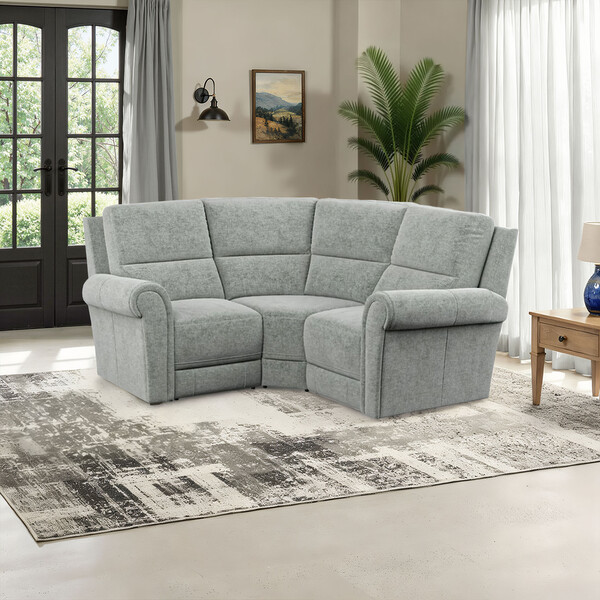 Hopsack Platinum Fabric Sofas - Modular 3 Seat Corner Sofa - Colorado Range - Oak Furnitureland