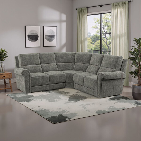 Plush Charcoal Fabric Sofas - Modular 5 Seat Corner Sofa - Colorado Range - Oak Furnitureland