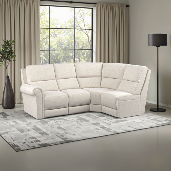 Hopsack Natural Fabric Sofas - Modular 4 Seat Left Hand Corner Sofa - Colorado Range - Oak Furnitureland