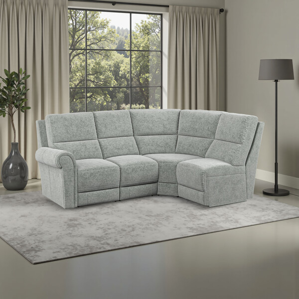 Hopsack Platinum Fabric Sofas - Modular 4 Seat Left Hand Corner Sofa - Colorado Range - Oak Furnitureland