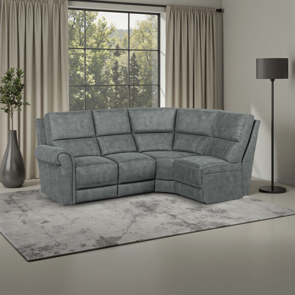 Miller Grey Fabric Sofas - Modular 4 Seat Left Hand Corner Sofa - Colorado Range - Oak Furnitureland