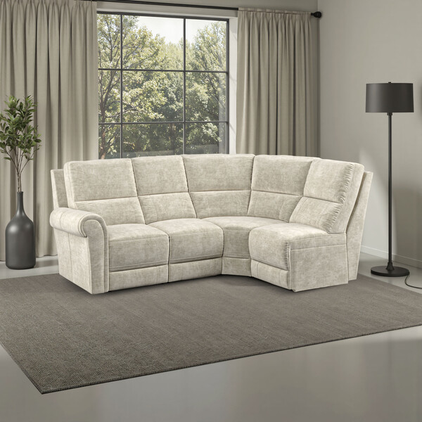 Plush Beige Fabric Sofas - Modular 4 Seat Left Hand Corner Sofa - Colorado Range - Oak Furnitureland