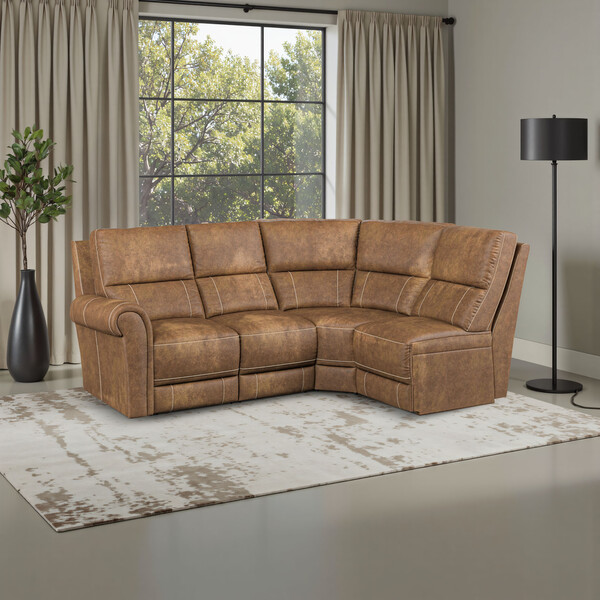 Ranch Brown Fabric Sofas - Modular 4 Seat Left Hand Corner Sofa - Colorado Range - Oak Furnitureland
