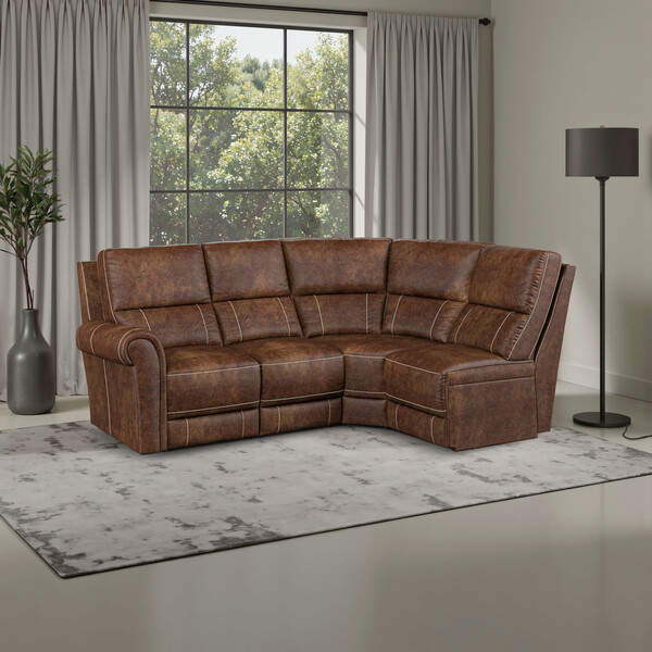 Ranch Dark Brown Fabric Sofas - Modular 4 Seat Left Hand Corner Sofa - Colorado Range - Oak Furnitureland