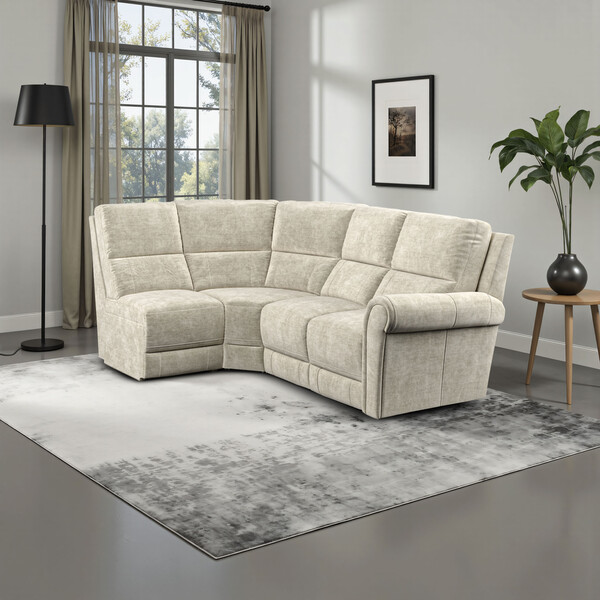 Plush Beige Fabric Sofas - Modular 4 Seat Right Hand Corner Sofa - Colorado Range - Oak Furnitureland