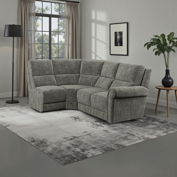 Plush Charcoal Fabric Sofas - Modular 4 Seat Right Hand Corner Sofa - Colorado Range - Oak Furnitureland