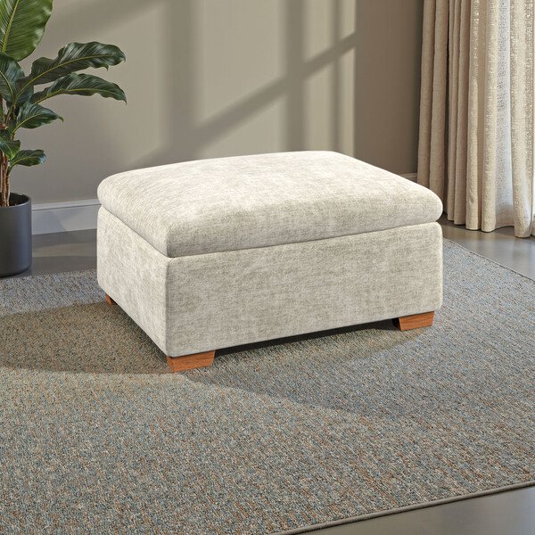 Plush Beige Fabric Sofas - Storage Footstool - Colorado Range - Oak Furnitureland