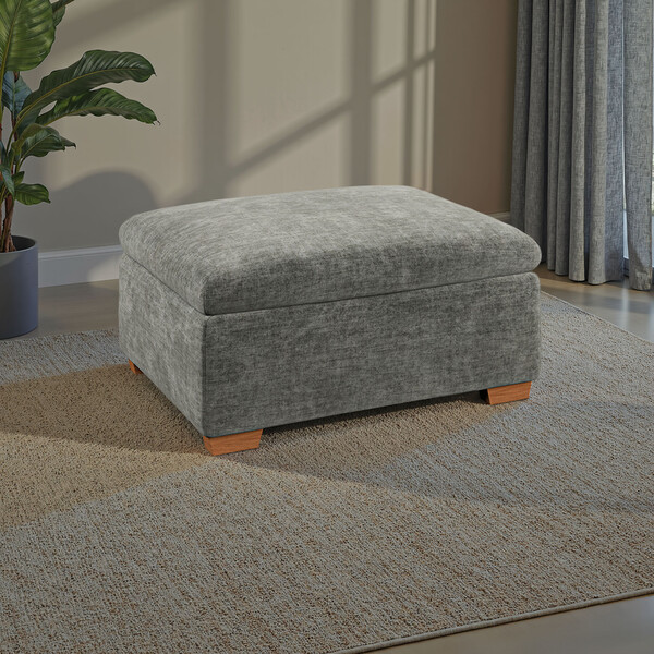 Plush Charcoal Fabric Sofas - Storage Footstool - Colorado Range - Oak Furnitureland