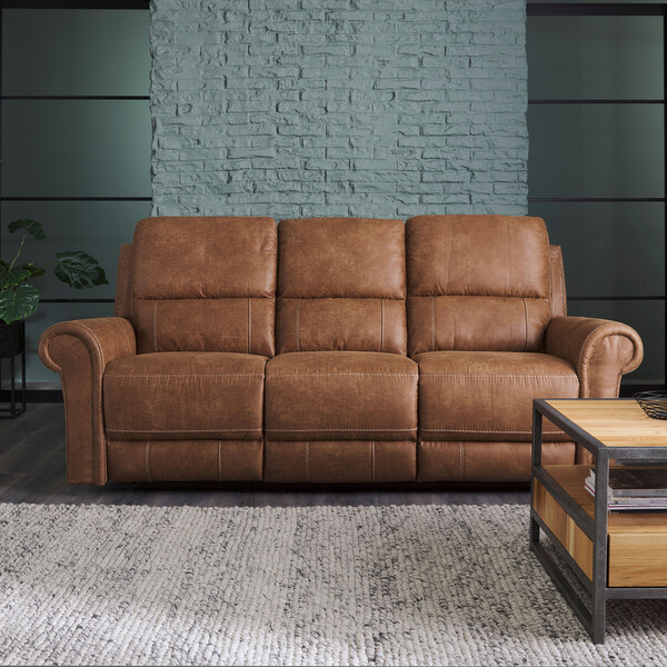 Ranch Brown Fabric Sofas - 3 Seater Electric Recliner Sofa - Colorado Range - Oak Furnitureland