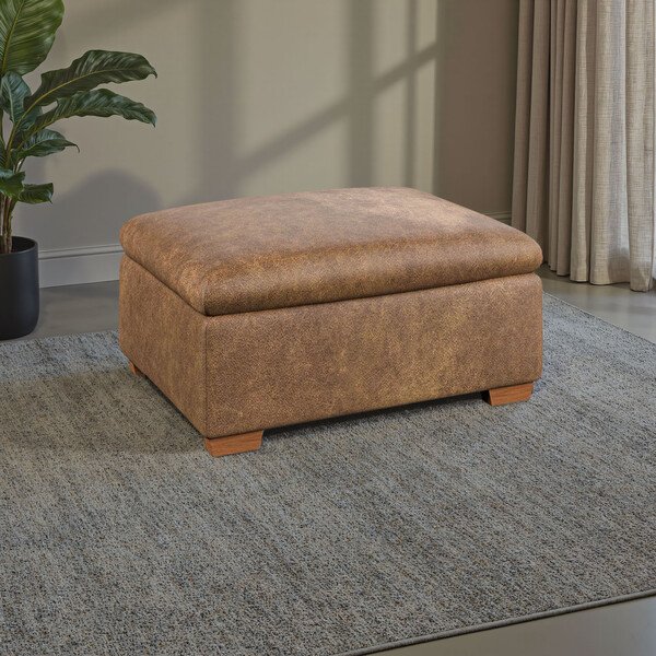 Ranch Brown Fabric Sofas - Storage Footstool - Colorado Range - Oak Furnitureland