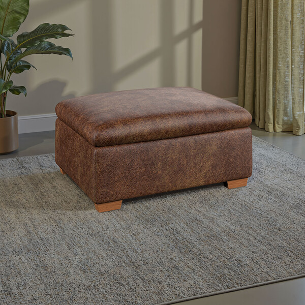 Ranch Dark Brown Fabric Sofas - Storage Footstool - Colorado Range - Oak Furnitureland