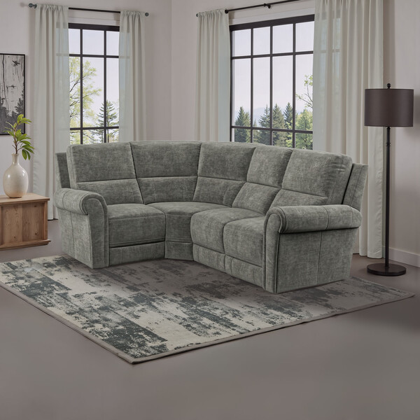 Plush Charcoal Fabric Sofas - Modular 4 Seat Corner Sofa Right Hand - Colorado Range - Oak Furnitureland