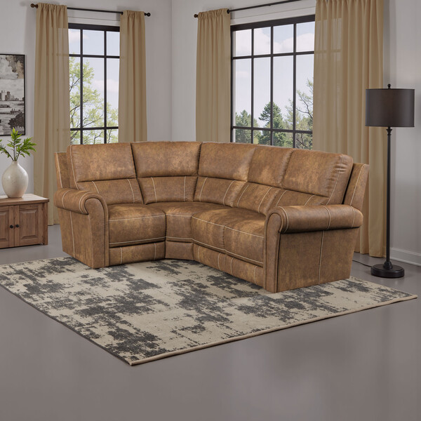 Ranch Brown Fabric Sofas - Modular 4 Seat Corner Sofa Right Hand - Colorado Range - Oak Furnitureland