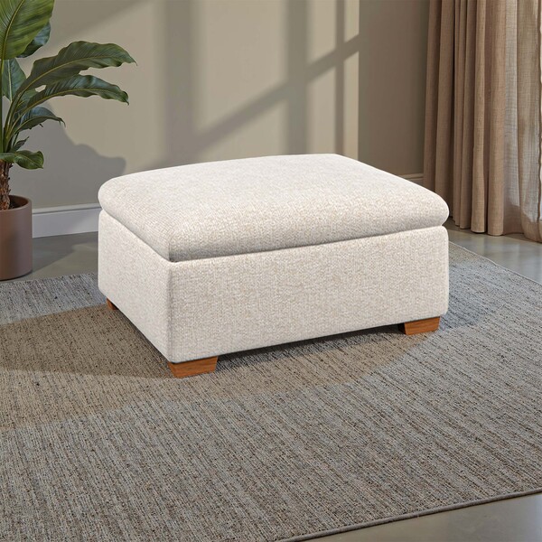 Hopsack Natural Fabric Sofas - Storage Footstool - Colorado Range - Oak Furnitureland