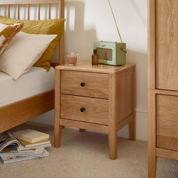 Natural Oak Bedside Tables - 2 Drawer Bedside Table - Corton Range - Oak Furnitureland