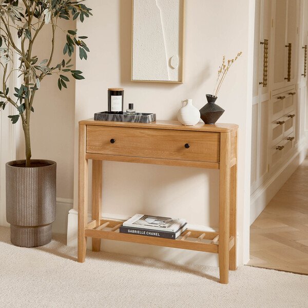 Natural Oak Console Tables - Console Table - Corton Range - Oak Furnitureland