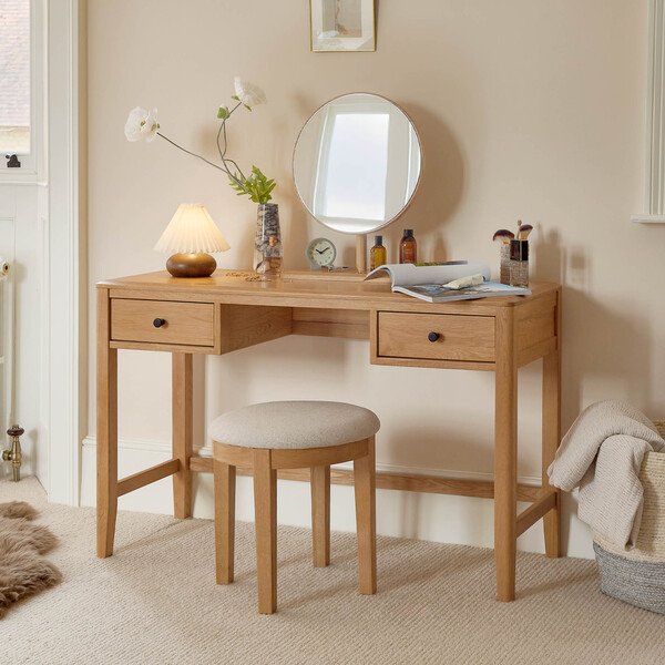 Natural Oak Dressing Tables - Dressing Table - Corton Range - Oak Furnitureland