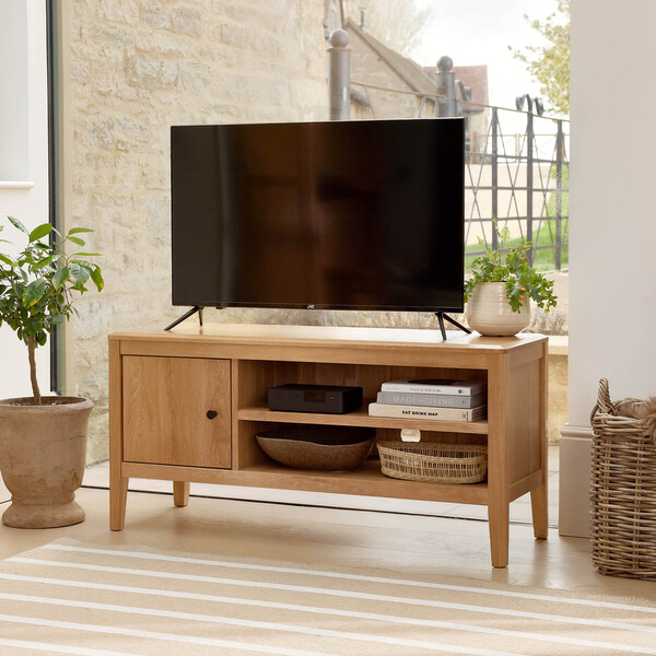 Natural Oak TV Cabinets - Large TV Unit - Corton Range - Oak Furnitureland