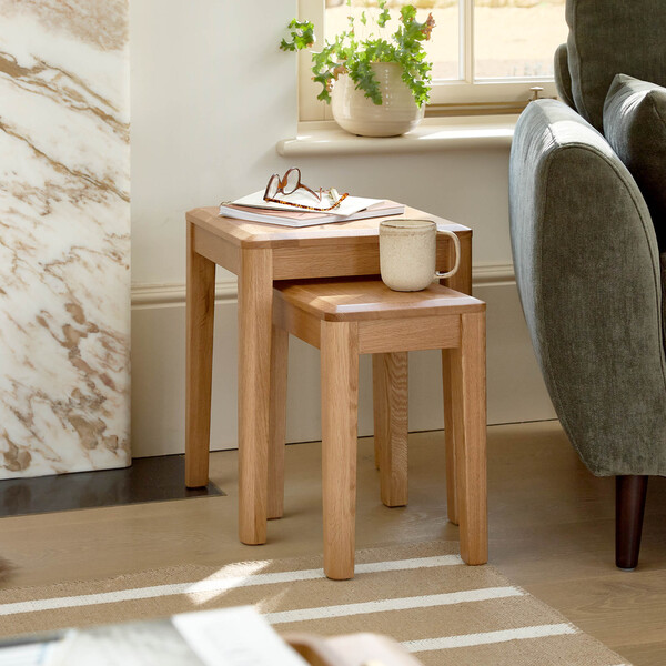 Natural Oak Nest of Tables - Nest of Tables - Corton Range - Oak Furnitureland