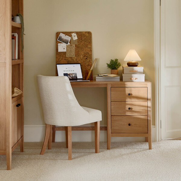 Natural Oak Desks - Single Pedestal Desk - Corton Range - Oak Furnitureland