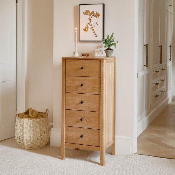 Natural Oak Chest of Drawers - Tallboy - Corton Range - Oak Furnitureland