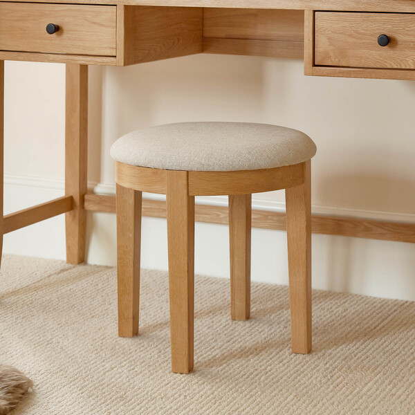 Natural Oak Dressing Tables - Upholstered Dressing Table Stool - Corton Range - Oak Furnitureland