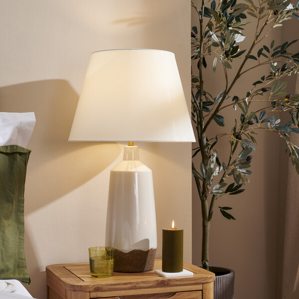 Cream & Natural Ceramic Lamps - Cavendish Table Lamp - Oak Furnitureland