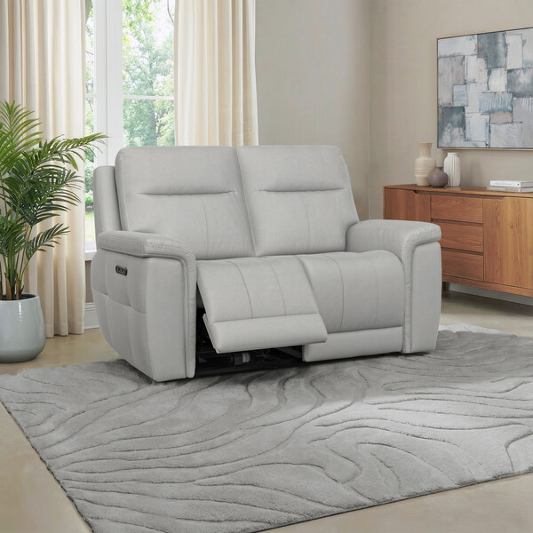 Bella Lead Grey Fabric Sofas - 2 Seater Electric Recliner Sofa - Dalton Range - Oak Furnitureland