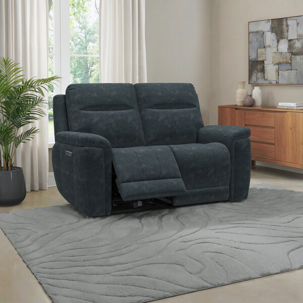 Dexter Shadow Fabric Sofas - 2 Seater Electric Recliner Sofa - Dalton Range - Oak Furnitureland