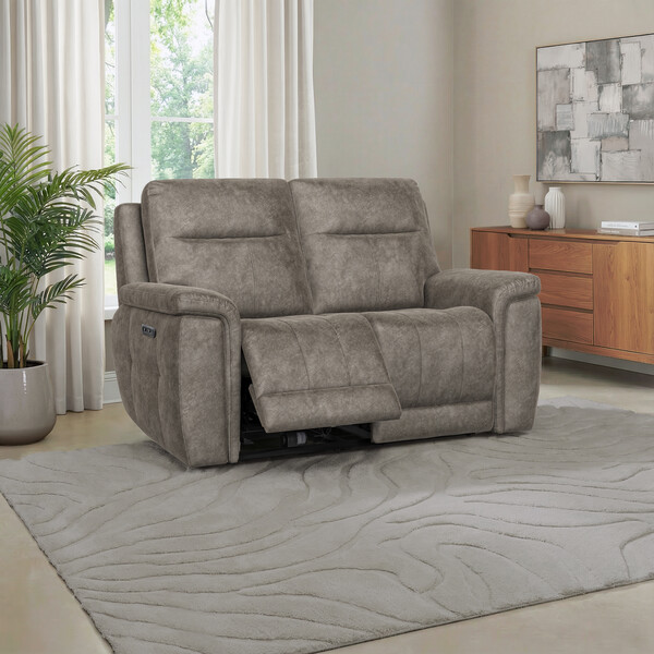 Marble Mink Fabric Sofas - 2 Seater Electric Recliner Sofa - Dalton Range - Oak Furnitureland