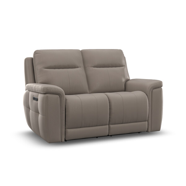 Oyster Leather Sofas - 2 Seater Electric Recliner Sofa with Power Headrests - Dalton Range - Oak Furnitureland