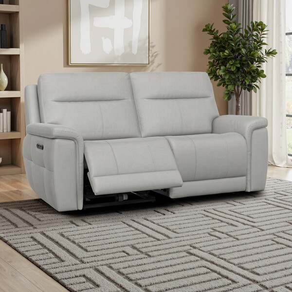 Bella Lead Grey Fabric Sofas - 3 Seater Electric Recliner Sofa - Dalton Range - Oak Furnitureland
