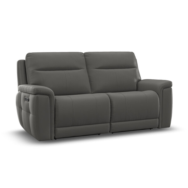 Elephant Grey Leather Sofas - 3 Seater Electric Recliner Sofa - Dalton Range - Oak Furnitureland