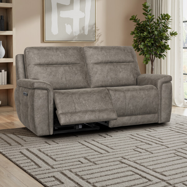 Marble Mink Fabric Sofas - 3 Seater Electric Recliner Sofa - Dalton Range - Oak Furnitureland
