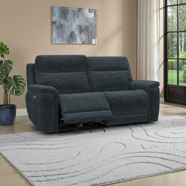 Dexter Shadow Fabric Sofas - 3 Seater Electric Recliner Sofa with Power Headrests - Dalton Range - Oak Furnitureland