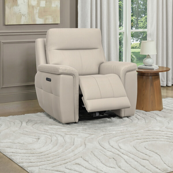 Bella Barley White Fabric Sofas - Electric Recliner Armchair with Power Headrest - Dalton Range - Oak Furnitureland