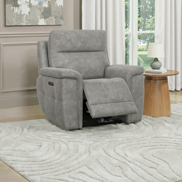 Dexter Stone Fabric Sofas - Electric Recliner Armchair with Power Headrest - Dalton Range - Oak Furnitureland